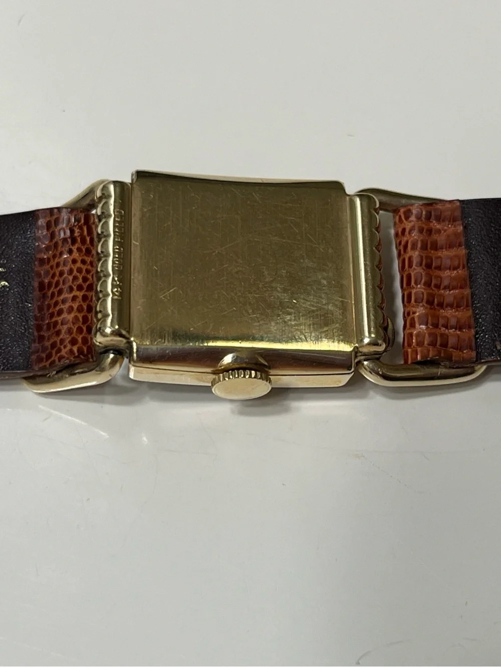 Lord Elgin Black and Gold Watch with Brown Leather Strap